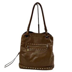 Arezzo Brown Genuine Leather Studded Shoulder Bag – Excellent Condition